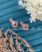 Nayab Crystal Studs | ZAROSH JEWEL Mint Pink